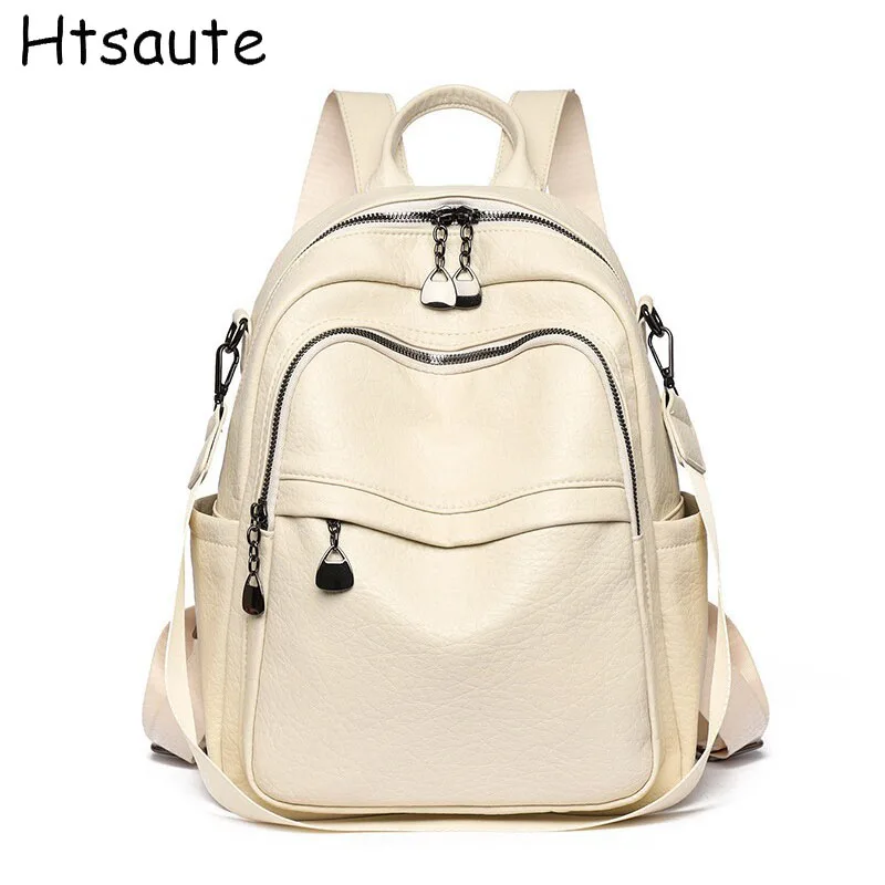 PU Leather Casual Backpacks Large Multi Pocket School Bag for Everyday Outdoor Activities Daily Commute Top Handle Bags