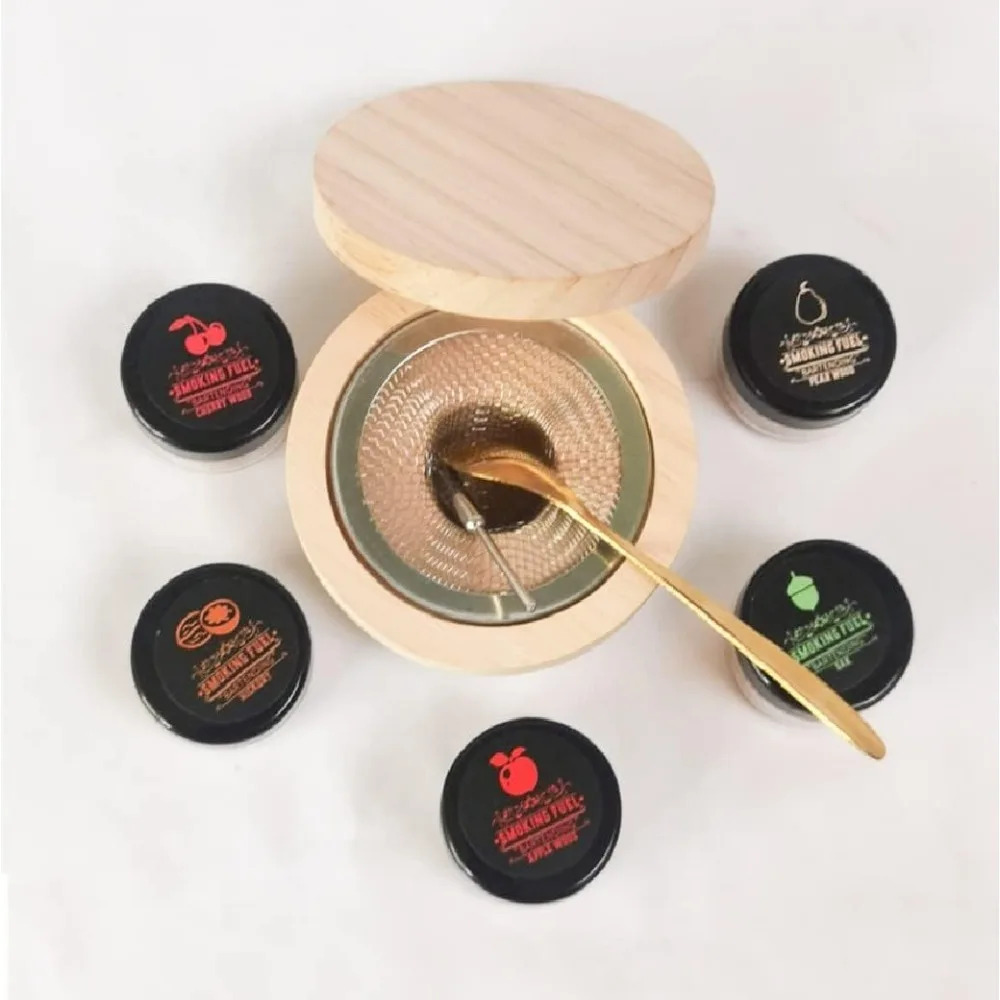 ชุดอุปกรณ์สูบบุหรี่บาร์ค็อกเทลเครื่องดูดควันไม้วิสกี้ไม้รมควันสำหรับดื่มเครื่องมือในครัวอุปกรณ์บาร์เครื่องกรองควัน