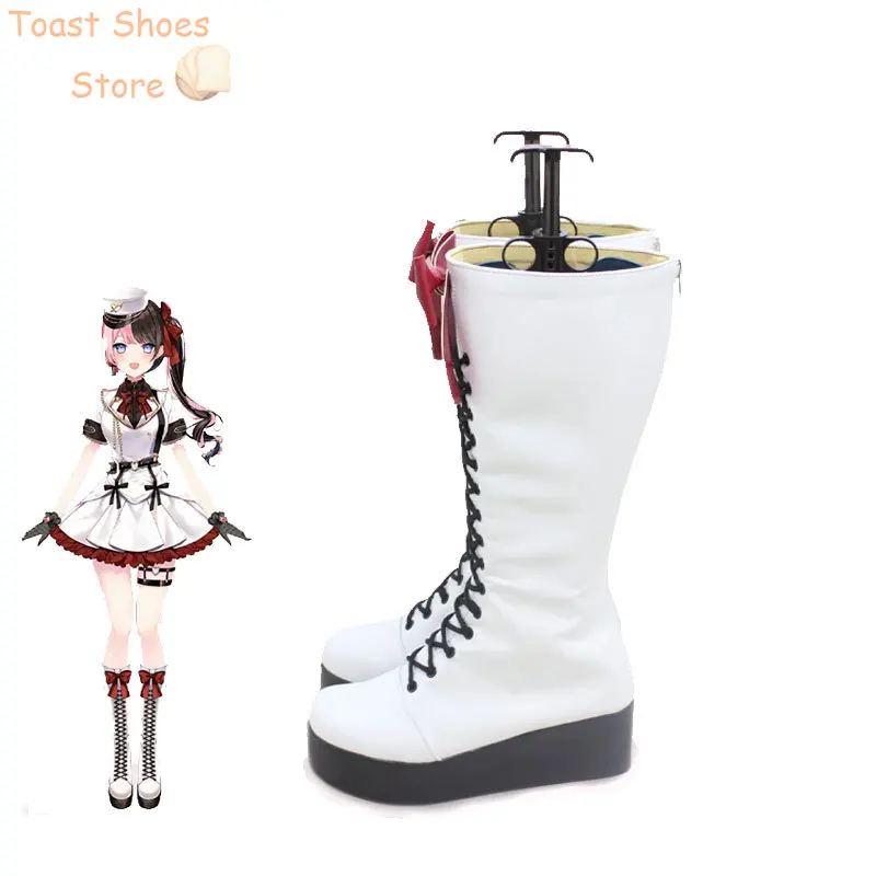 Vtuber Hinano Tachibana PU couro Cosplay sapatos, Halloween Carnaval Botas, Prop Costume