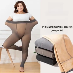 2023 130KG Warm Winter Fleece Tights Plus Size Sexy Pantyhose Women Fake Stockings Panty Skin Effect Thick Translucent Tights