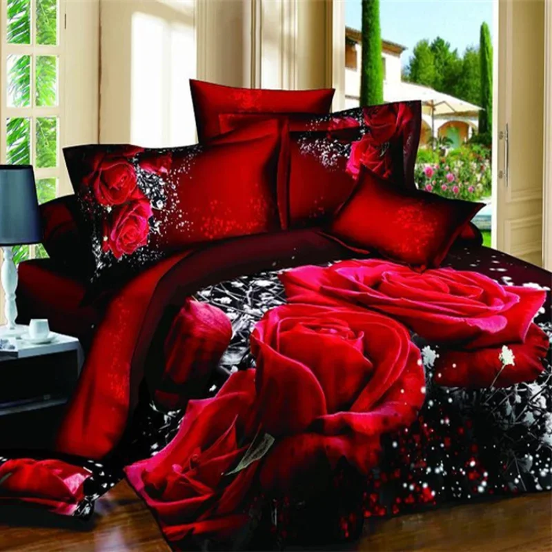 Bedding Set 3D Flowers Printed Polyester Duvet Cover Bedsheet with Pillow Sham Comforter Bedding Sets  bed cover set  bt21