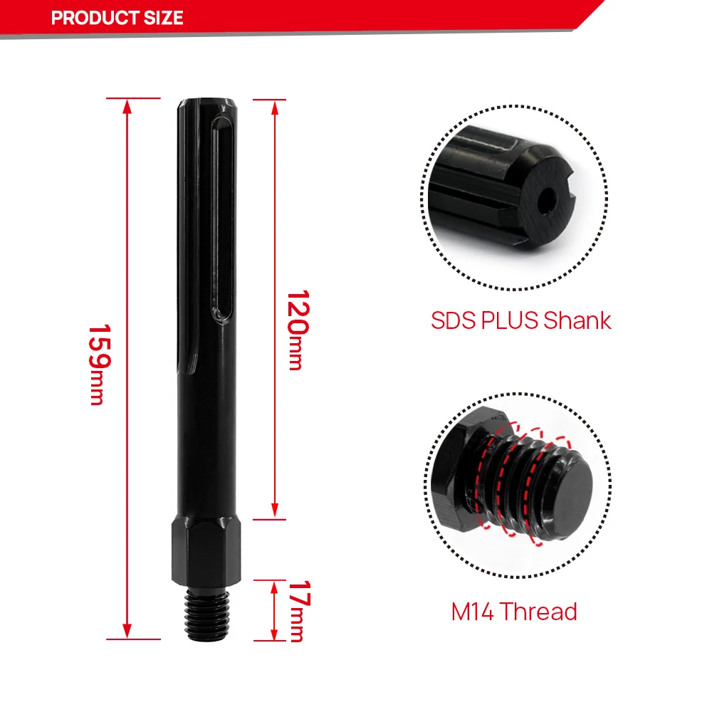 DT-DIATOOL-M14Thread para SDS MAX Shank, equipado em furadeira, furadeira elétrica, 1Pc