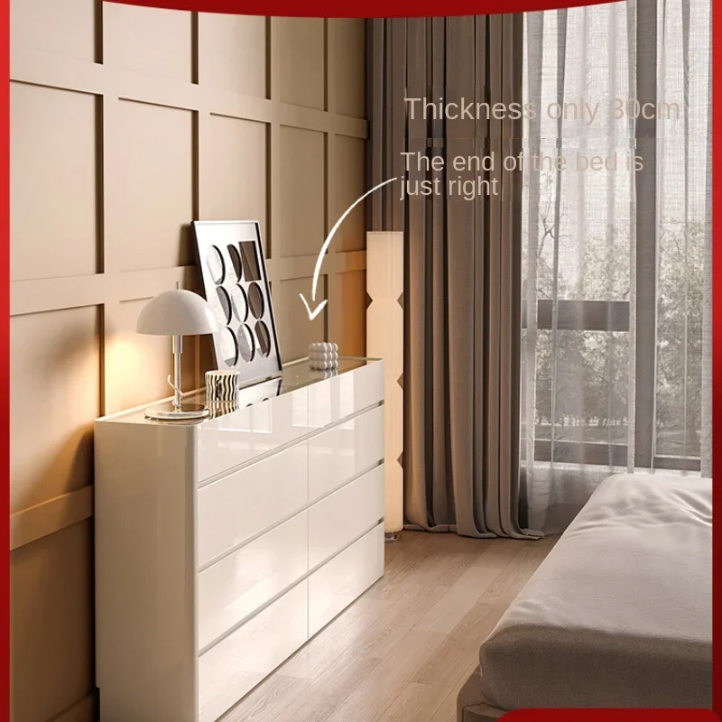 

Ultra-Thin Chest of Drawers 30cm Bedroom Storage Solid Wood Bed Tail Wall Simple Modern Side Cabinet Eight Drawers