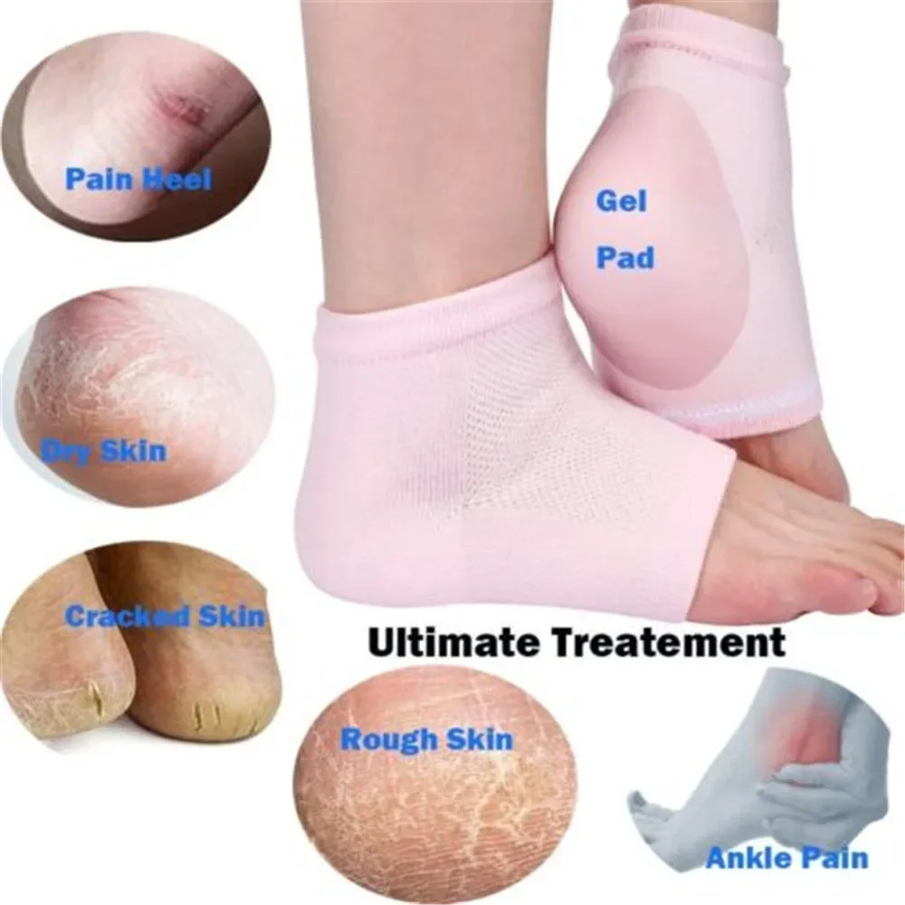 Soft Elastic Silicon Moisturizing Heel Foot Protection Cotton Socks Peds Anti Cracking Liner Heel Socks Foot Care Socks 1pair images - 6