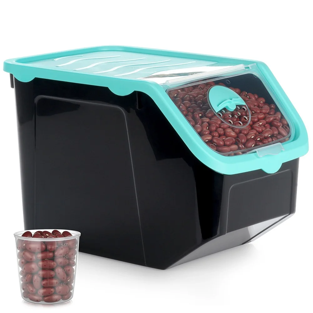 Opbergcontainer voor groenten en fruit, met deksel, zwart, 12 liter.