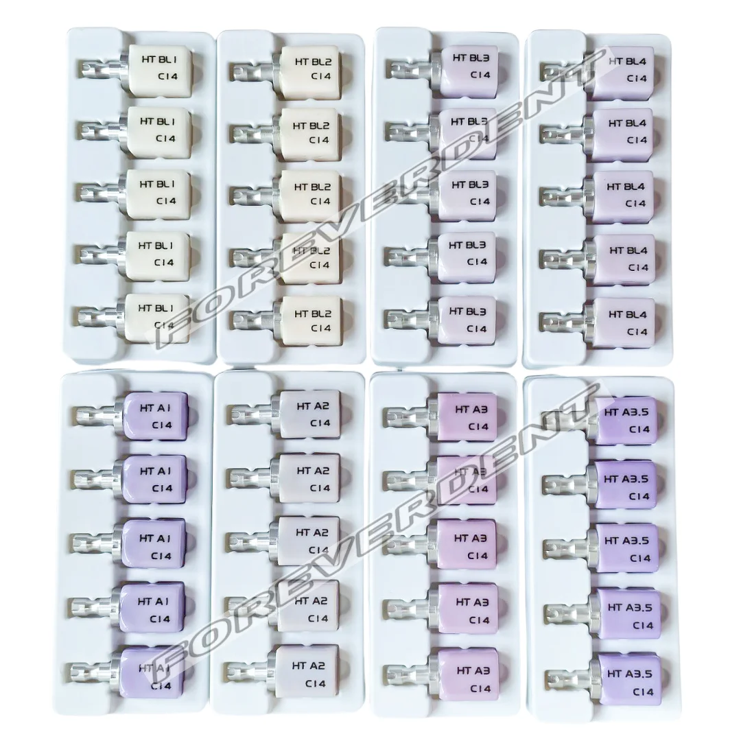 

5 шт./коробка Стоматологические C14 LT/HT стеклянные керамические литиевые дислицированные блоки CEREC CAD CAM блоки стоматологический Шпон Корона материалы