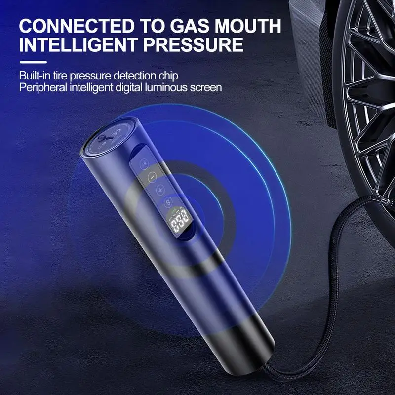 

Mini Tire Compressor Easy To Use Mini Tire Pump Electric For Car Automobile Led Light Car Tire Pressure Monitor Function