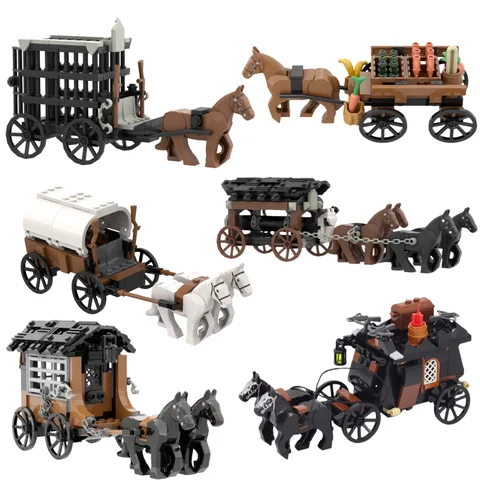 MOC Building Block Puzzle Toy Set, Medieval Carriage Series, DIY Building Block Toys for Ancient Vehicle Models, Holiday Gifts