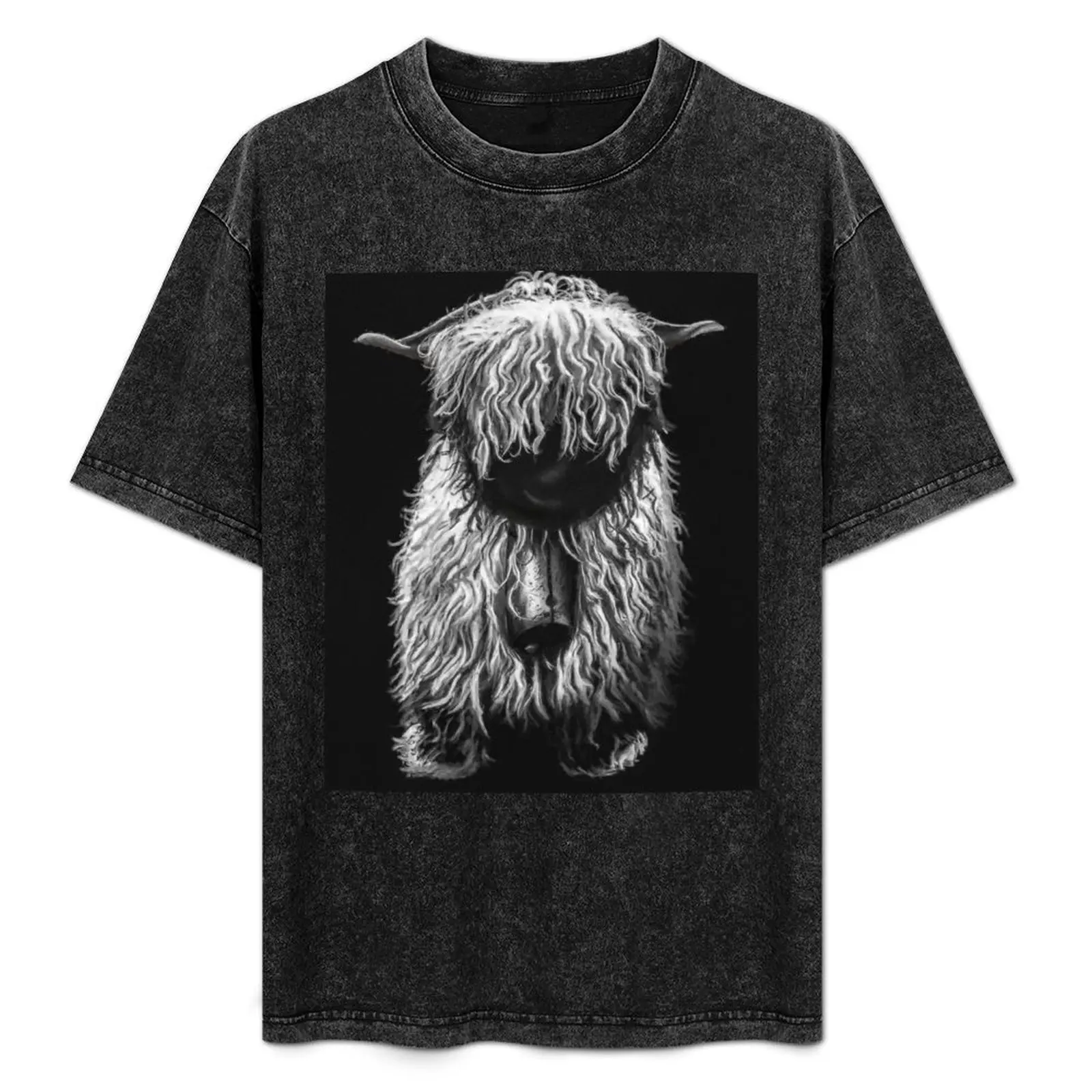 

Black And White Swiss Valais Blacknose Sheep, FluffyValais Blacknose Sheep Art, Cute Swiss Sheep Farm Animal Portrait, A T-Shirt