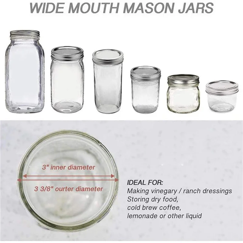 

A02M-20 Pcs Canning Lids For Mason Jar Wide Mouth, Split-Type Lids Leak Proof And Secure Can Jar Caps,Silver 86Mm