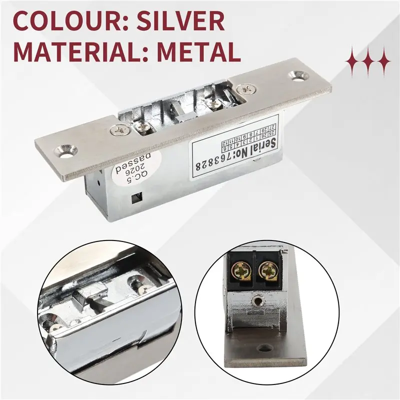 SQPP-Electric Door Adjustable Lock-Tongue Secure Electric Strike Lock Door Double Unlock Mode NC/NO 12V Access Control System