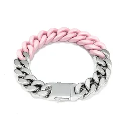 Fashion Titanium Steel Baking Paint Patchwork Color Cuba Bracelet Men's and Women's Ins Ornaments Niche Hip Hop Bracelet Jewelry