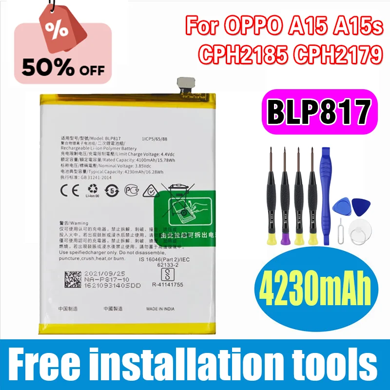 

High-Quality 4230mAh BLP817 Mobile Phone Battery for OPPO A15 A15s CPH2185 CPH2179