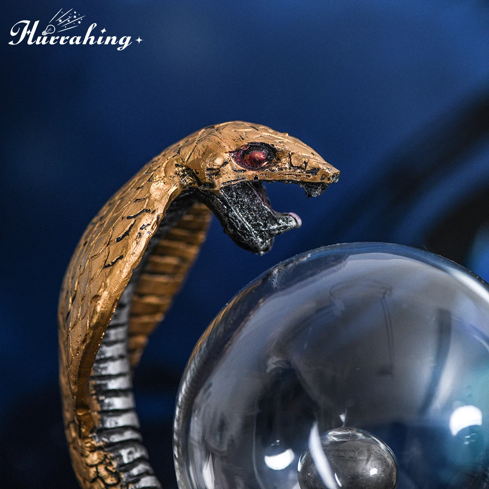 Gold Cobra Crystal Plasma Lamp 4 Inch Glass Ball Touch Sensing Popular Science Cool Halloween Indoor Table Decoration Ornament