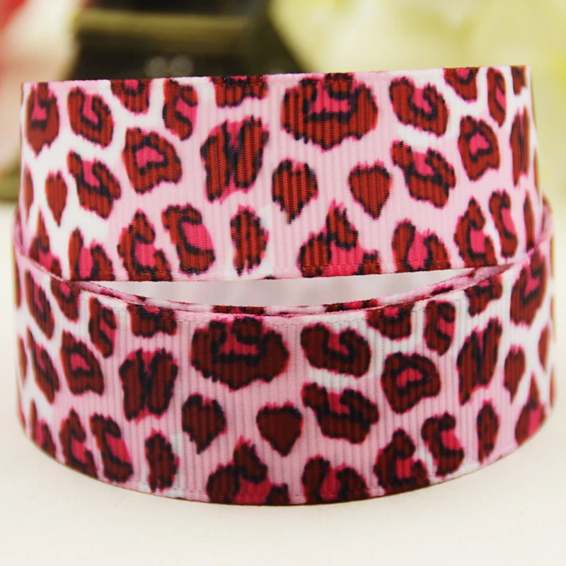 22mm 25mm 38mm 75mm Leopard cartoon printed Grosgrain Ribbon party decoration 10 Yards satin ribbons