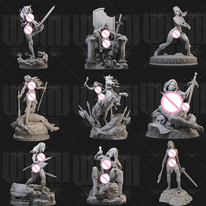 

1/24 1/18 Scale The Savage World Queen Warrior Fantasy Action Movies DIY Self-assembled GK 3D Resin Un-panited Doll White Model