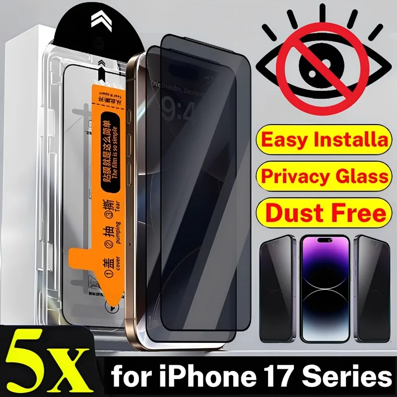 

Privacy Screen Protector for IPhone 17 17Air 17Pro 17 ProMax 9H Hardness Tempered Glass Anti-spy Films with Easy Install Kit