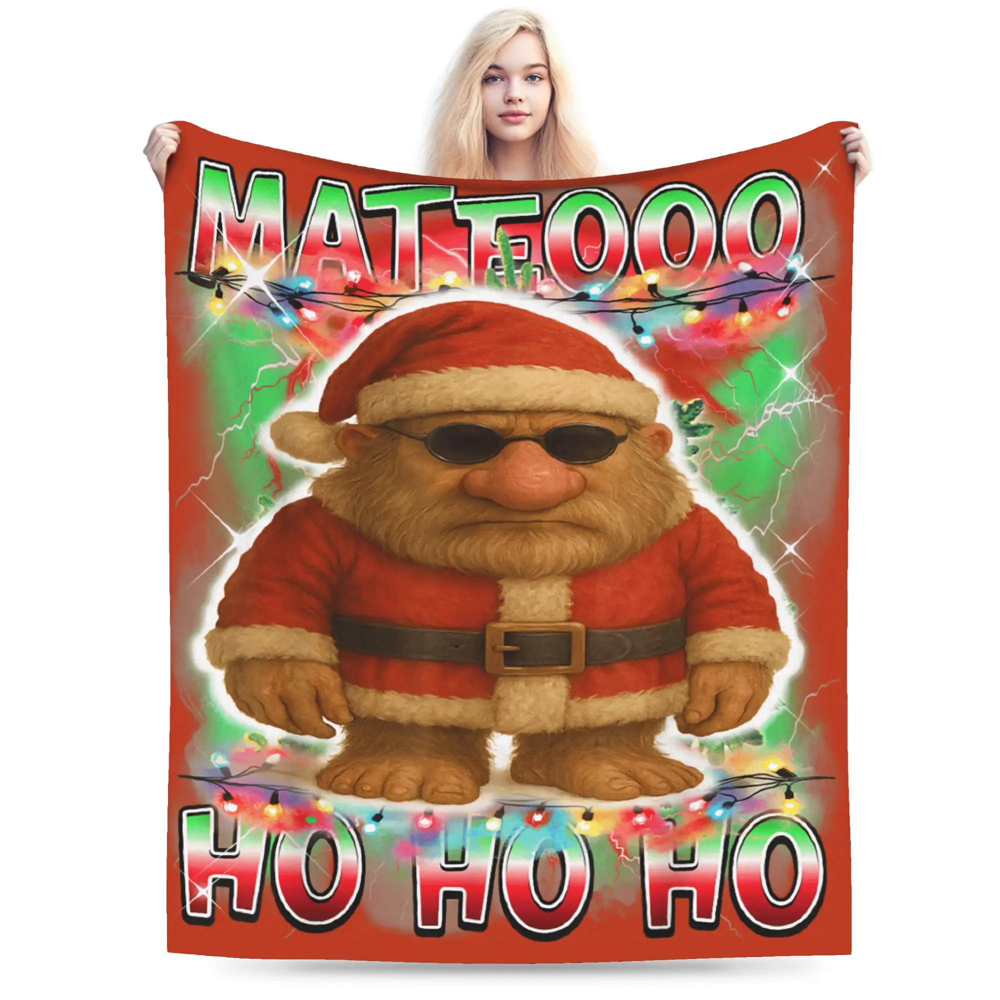 Manta de Navidad Italiana de Papá Noel de Mateo Sahur, Manta Cálida y Suave para Sofá, Cama, o como Colcha Novedosa con Diseño de Avión para Otoño