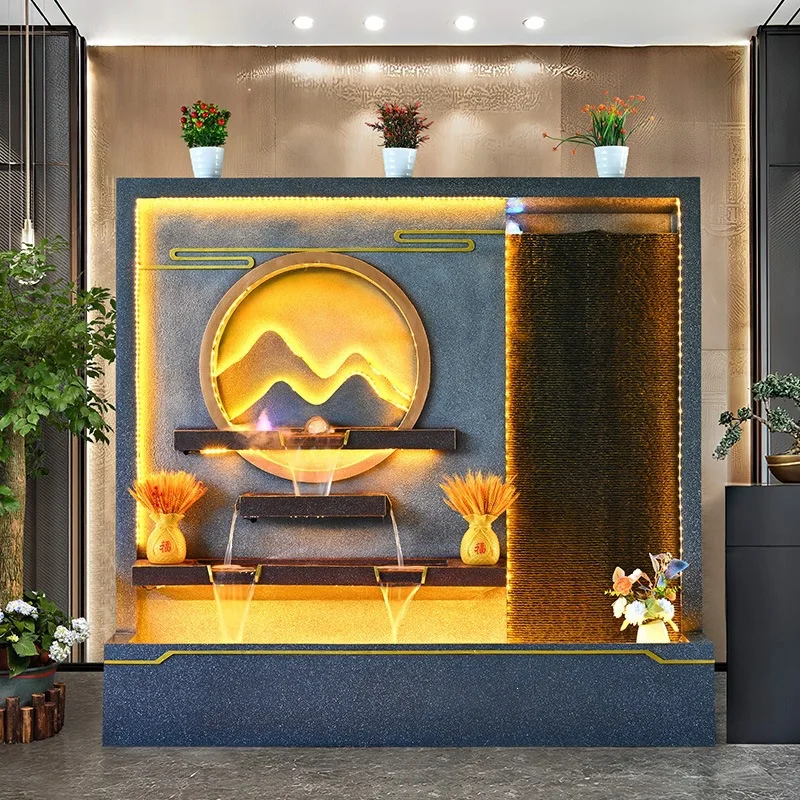 Huangli Water Curtain Wall Flowing Water Ornament Outdoor Courtyard Rockery Fountain Landscape Company Hotel Tea Room Entrance L