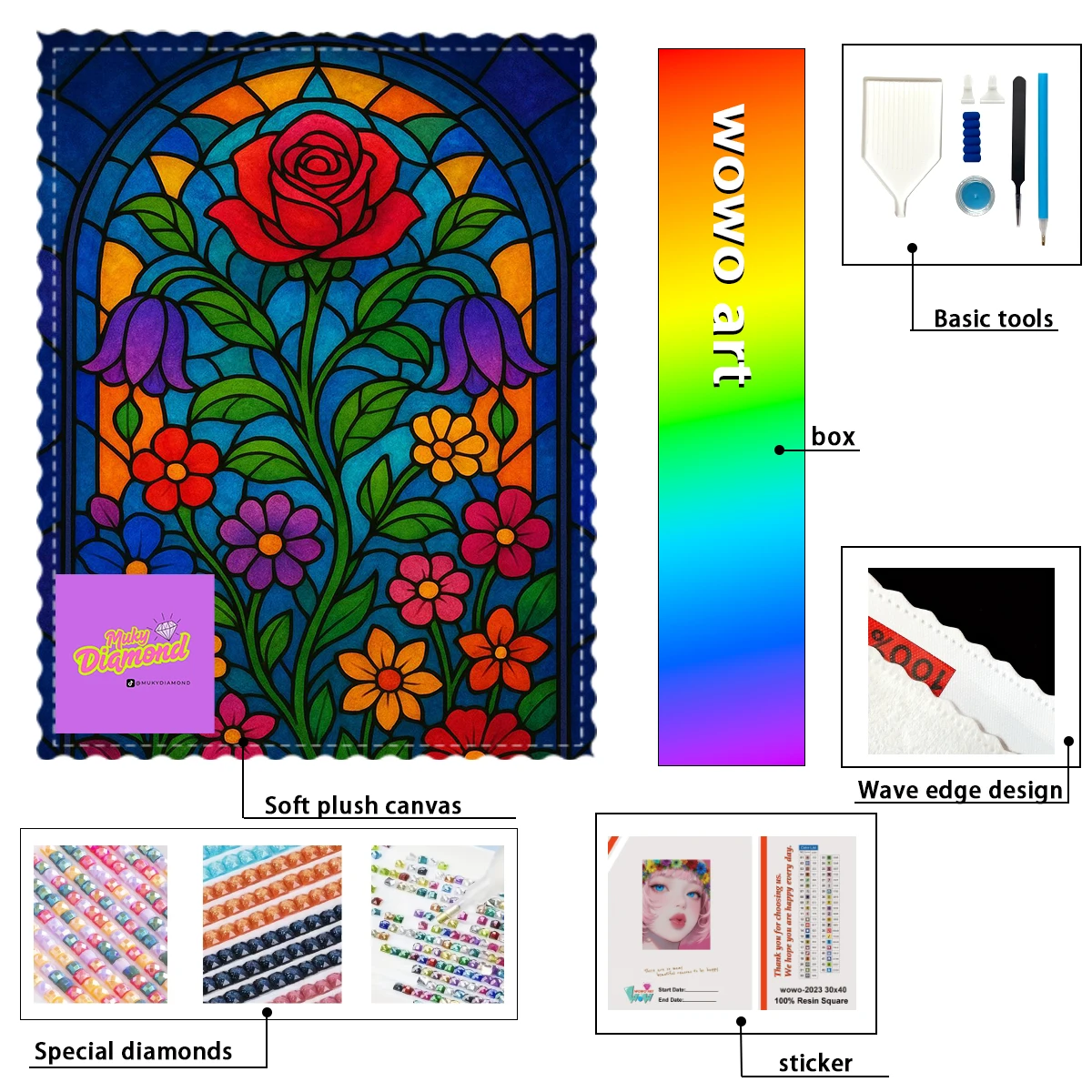 

【MUKY_ Diamond Art】Window flower rose Crystal AB Rhinestone FD Rhinestone Perfect Resin Diamond