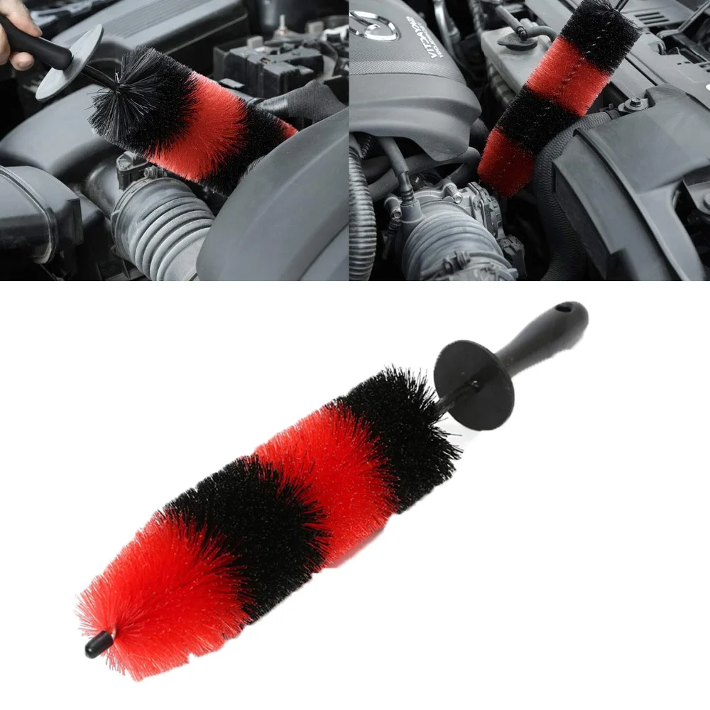 Multifunction Wheel Wash Brush Car Truck Motor Engine Grille Wheel Wash Brush Tire Rim Cleaning Tool 17Inch Long Easy Reach