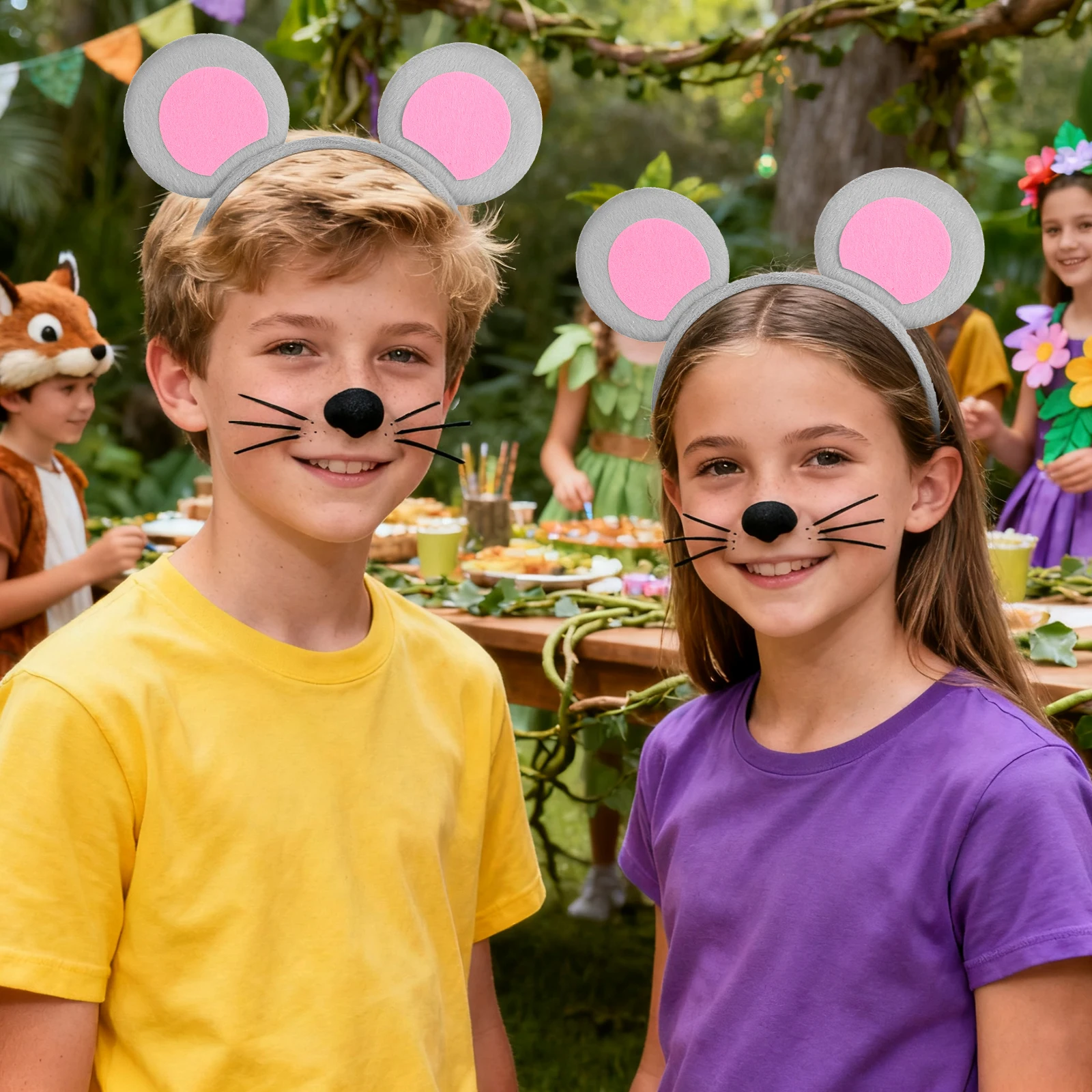 

6pcs Mouse Ears Headband Gray Cartoon Animal Ears Hair Bands Women Girls Funny Photo Party Accessories Cosplay Hairstyle