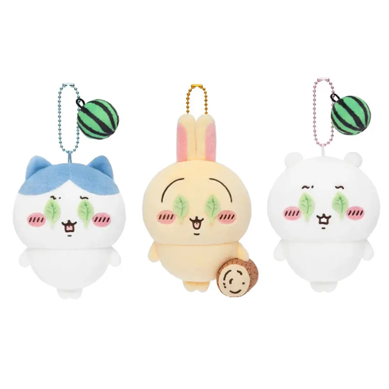 Chiikawa Watermelon Picking Leaf Cover Eyes Series Plush Pendant Hachiware Usagi Cartoon Doll Backpack Decor Gift For Young