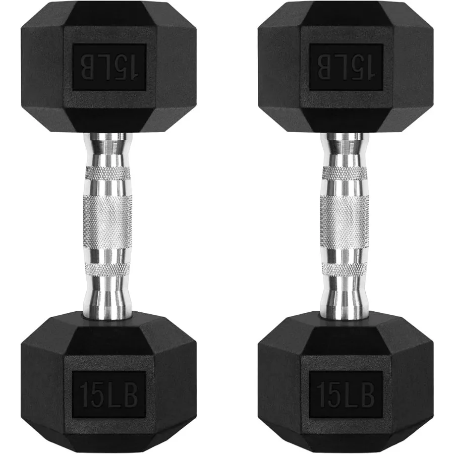 

Наборы шестигранных гантелей с резиновым покрытием, 2 х 15 фунтов, с дополнительной стойкой для домашнего спортзала, ручные гири с покрытием для силовых тренировок, тренировок