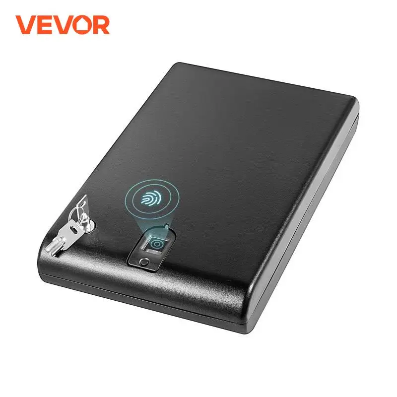 VEVOR 1.5L Fingerprint Handgun Safe Mini Portable Secret Vault Deposit Box Com Chaves para Pistol Money Credit Card Watch Jewelry