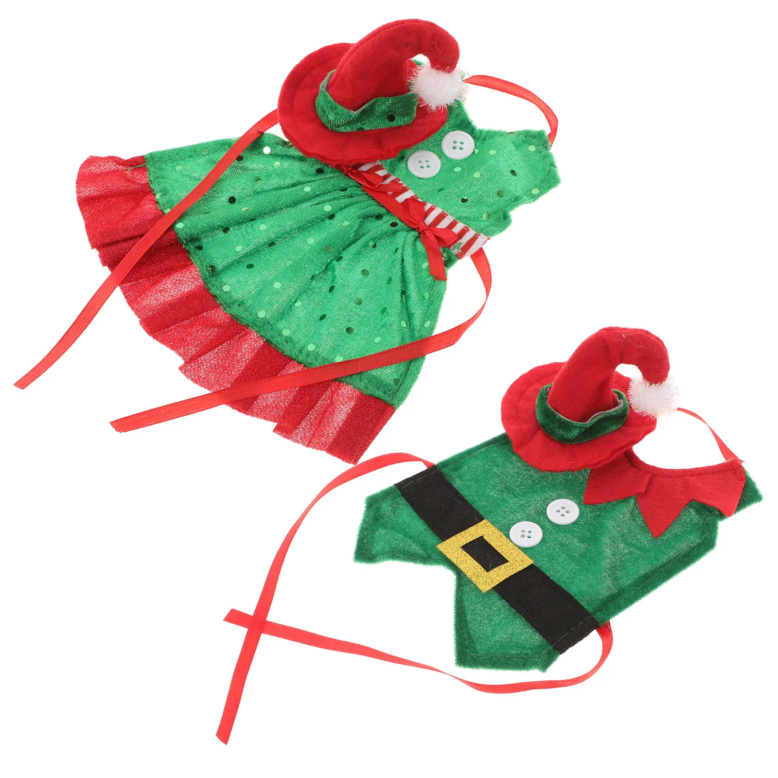 

2Pcs Holiday Wine Bottle Cover Elf Style Christmas Decor Sleeve for Party Wedding Festive Bottle Wrap Decoration