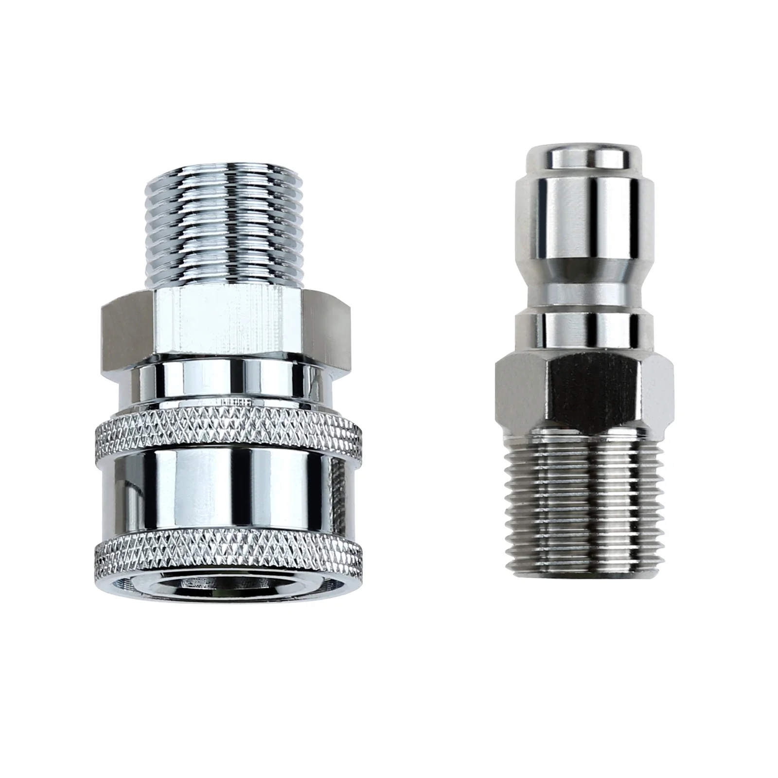 3/8In Stainless Steel Plug & Socket NPT Quick Connector External Thread Kit High Pressure Washer Adapters Garden Water Fittings