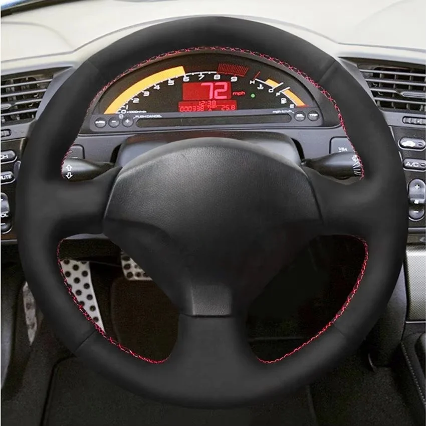 Black Suede Hand-stitched Car Steering Wheel Cover For Honda S2000 2000-2008 Civic Si 2002-2004 Acura RSX Type-S 2005