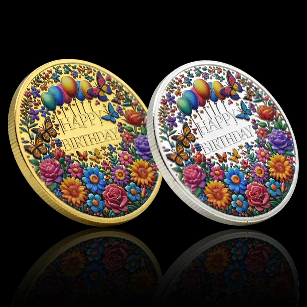 

Happy Birthday Zinc Alloy Metal Commemorative Coin Gold/silver Coin Best Wishes High Quality Metal Crafts Collection Gift