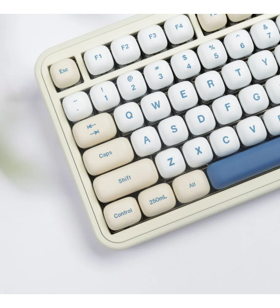 Small steamed bread keycaps are round and cute PBT hot sublimation high-value mechanical keyboard keycaps soy milk full set