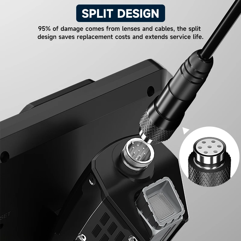 360° Auto Rotate Handheld Endoscope 5'' IPS Screen 9.5mm 1080P HD Camera Split Design Waterproof Borescope Inspect Pipe Sewer