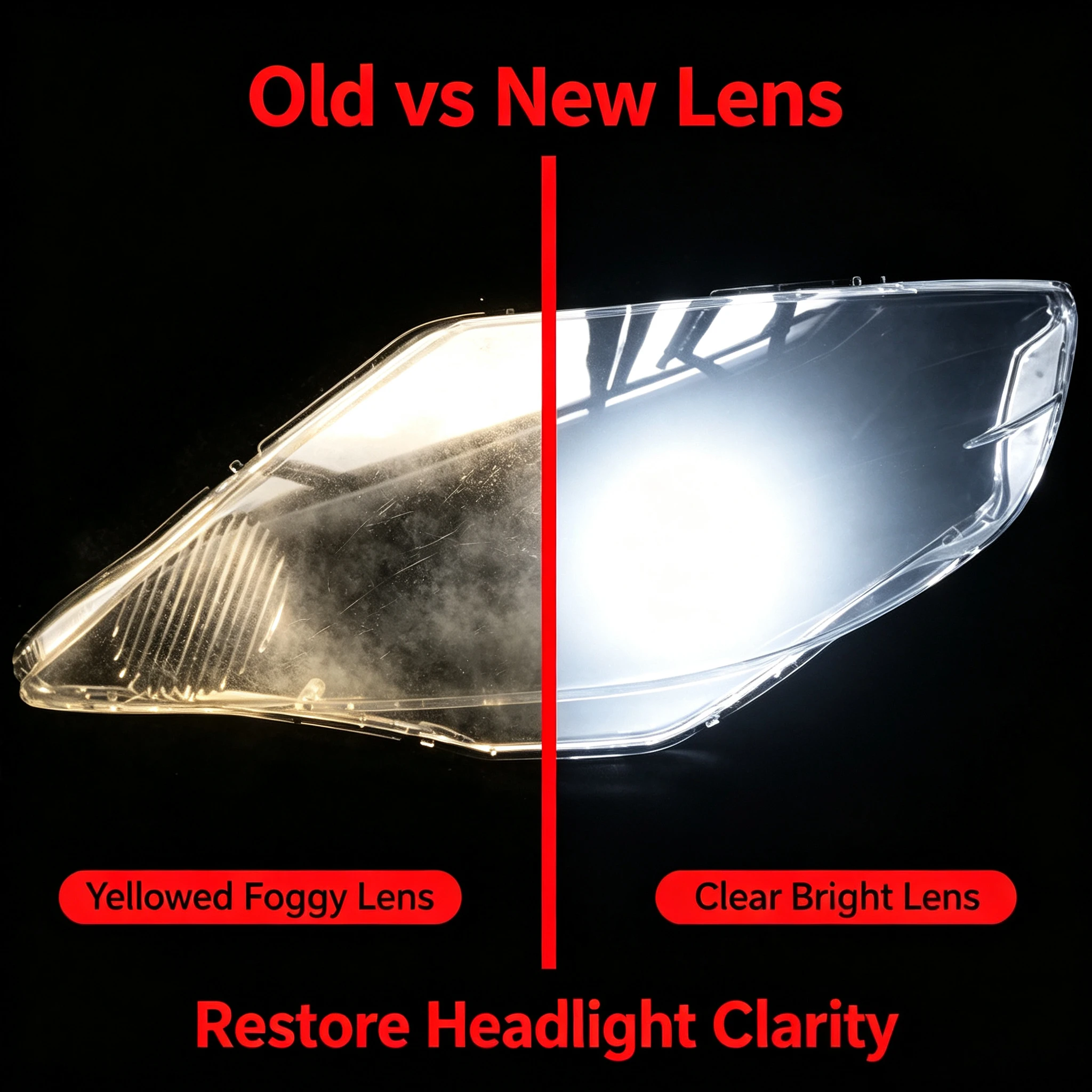 Moggic Headlight Lens Cover Compatible With Fit Sedan 2003 2004 2005 2006 2007 2008 Base LX EX Sport Clear Glass Replacement