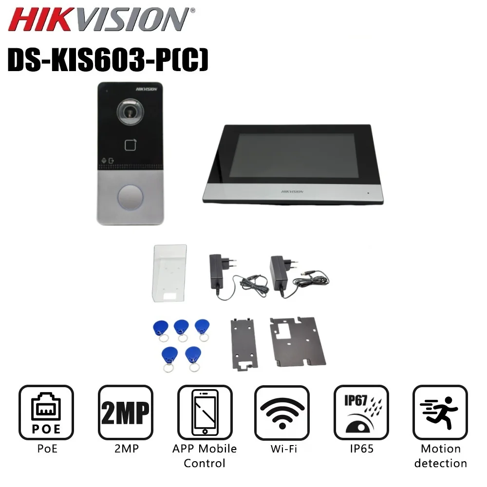 Hikvision DS-KIS603-P(C) Kit videocitofono Microfono incorporato DS-KV6113-WPE1(C) Campanello DS-KH6320-WTE1 Poe Door Station Monitor WIFI