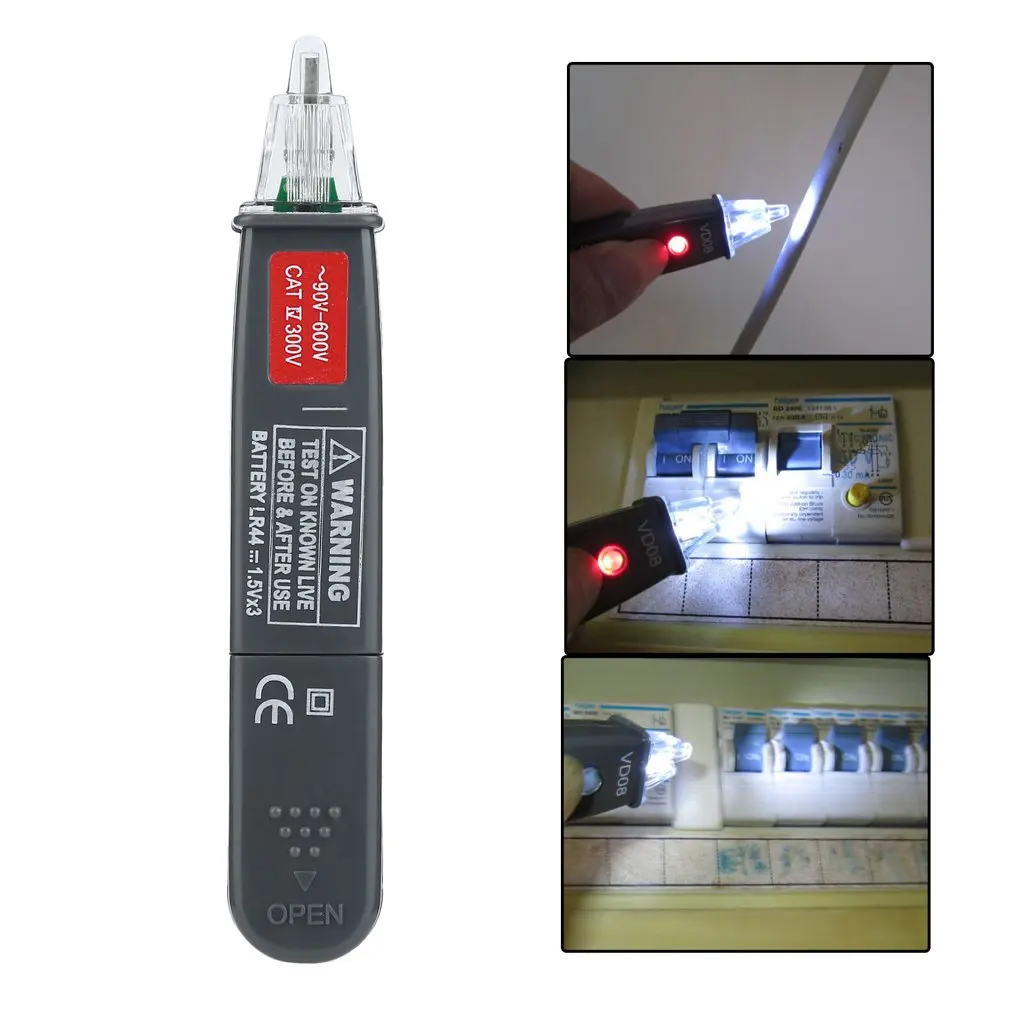 Sem contato Tensão Detector Pen com LED Light Button, AC Circuito & Voltage Tool, Tester Pen Kit