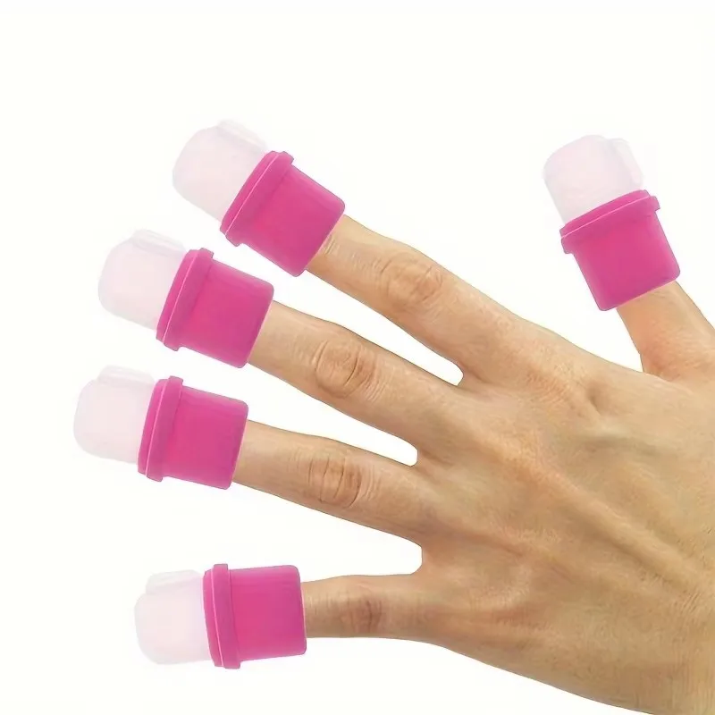 مجموعة مانيكير 5/10 مجموعة مزيل طلاء الأظافر من السيليكون، مزيل طلاء الأظافر، مجموعة تنظيف لاصقة لطلاء الأظافر للعلاج بالضوء، مجموعة الأصابع #4