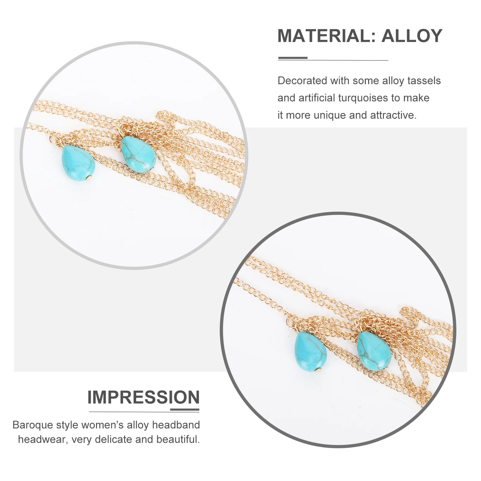 

1Pcs Baroque Alloy Headpiece Hair Band Tassels Forehead Chain Headdress for Bridesmaid Wedding Hair Decor Elegant Headdress