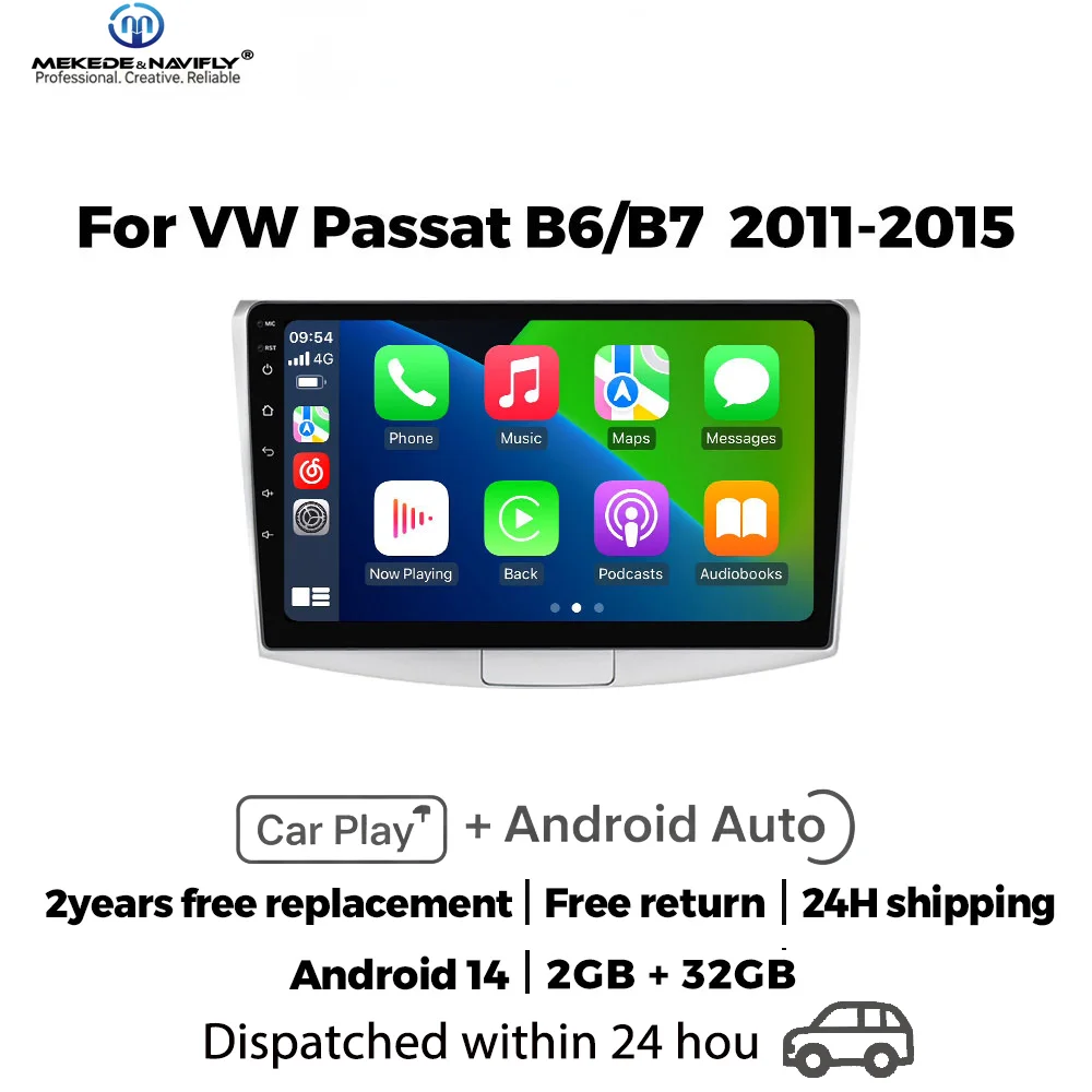 

MEKEDE&NAVIFLY Android 14 Car radio For Volkswagen Passat B7 B6 CC 2010 - 2015 Carplay Central Multimedia Smart car audio system