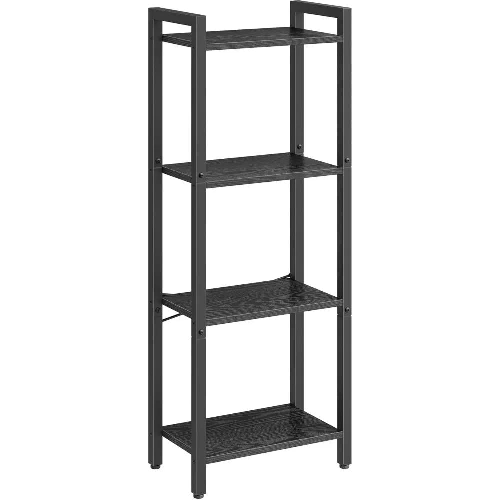 

4-Tier Tall Bookshelf, Bookcase with Steel Frame, Book Shelf for Living Room, Home Office, Study, 9.4 x 15.7 x 42.1 Inch