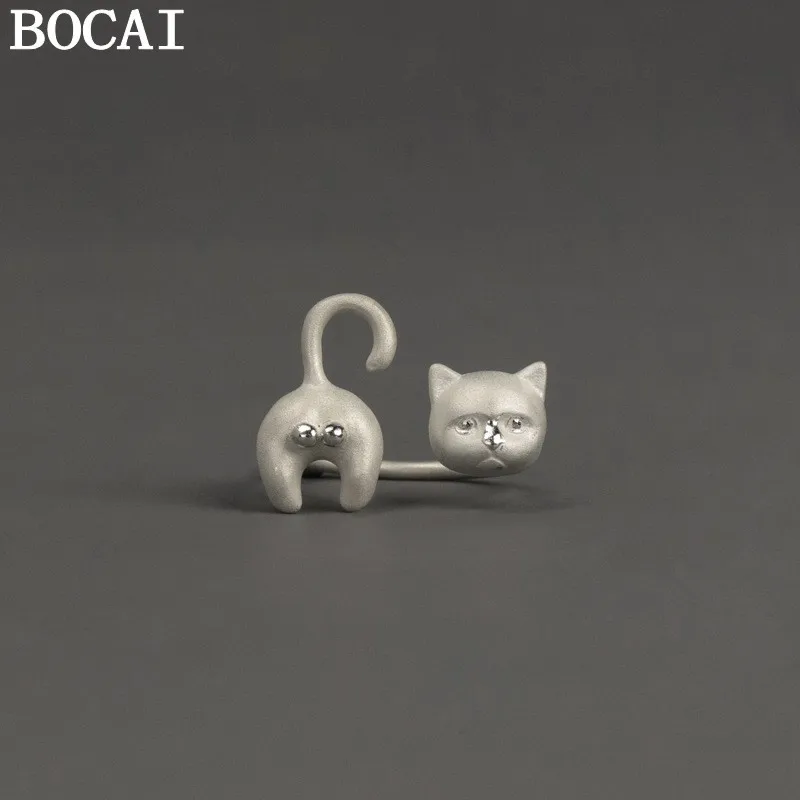 

Новое изысканное и оригинальное кольцо BOCAI из стерлингового серебра S925 с игривым котом, подарок для женщин