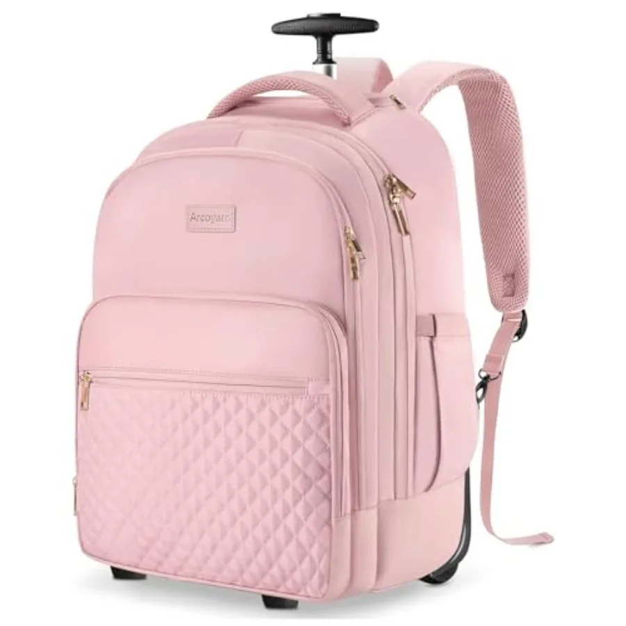 Rolling Backpack Carry On Luggage For Adults With Wheels, 40L Wheeled Backpack For Women, Travel Roller Backpack, Rolling Bag