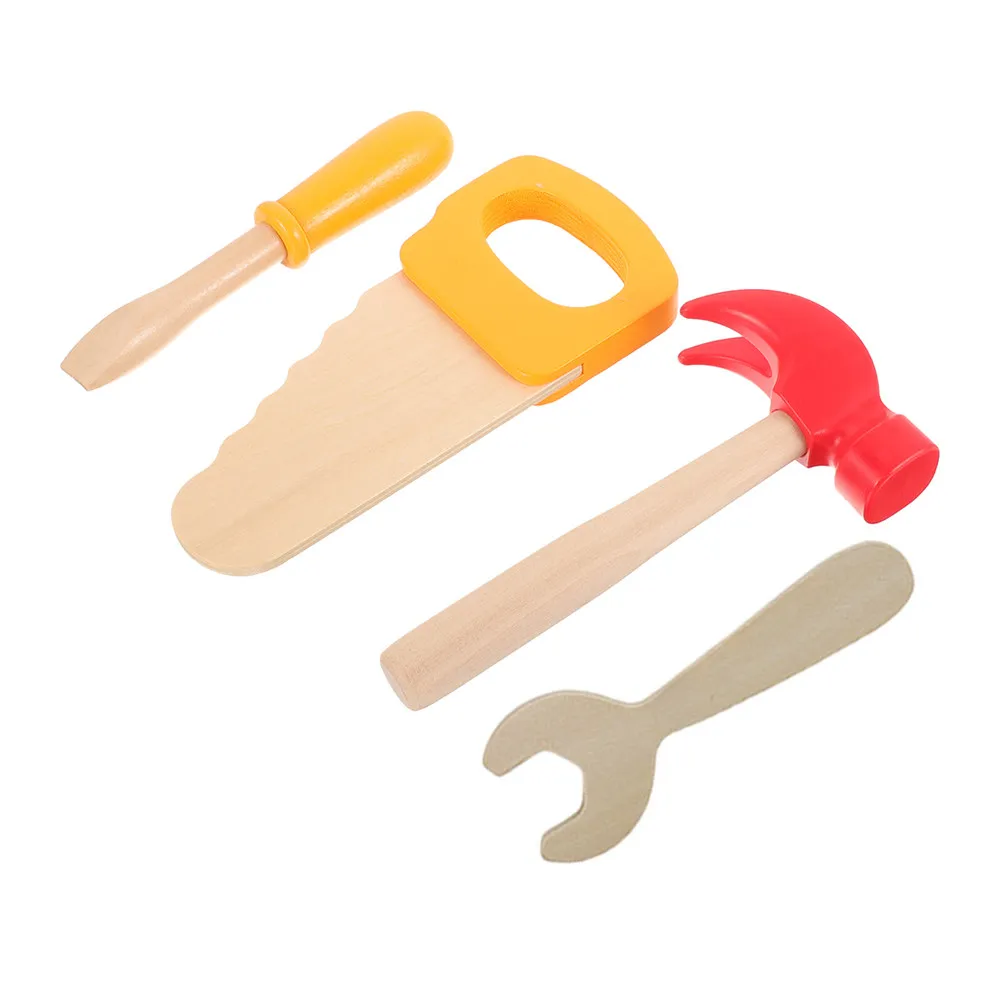 4Pcs Multifunctional Kids Woodworking Tool Kit Realistic Hammer Saw Screwdriver Safe Construction Role Play Motor Skill Builder