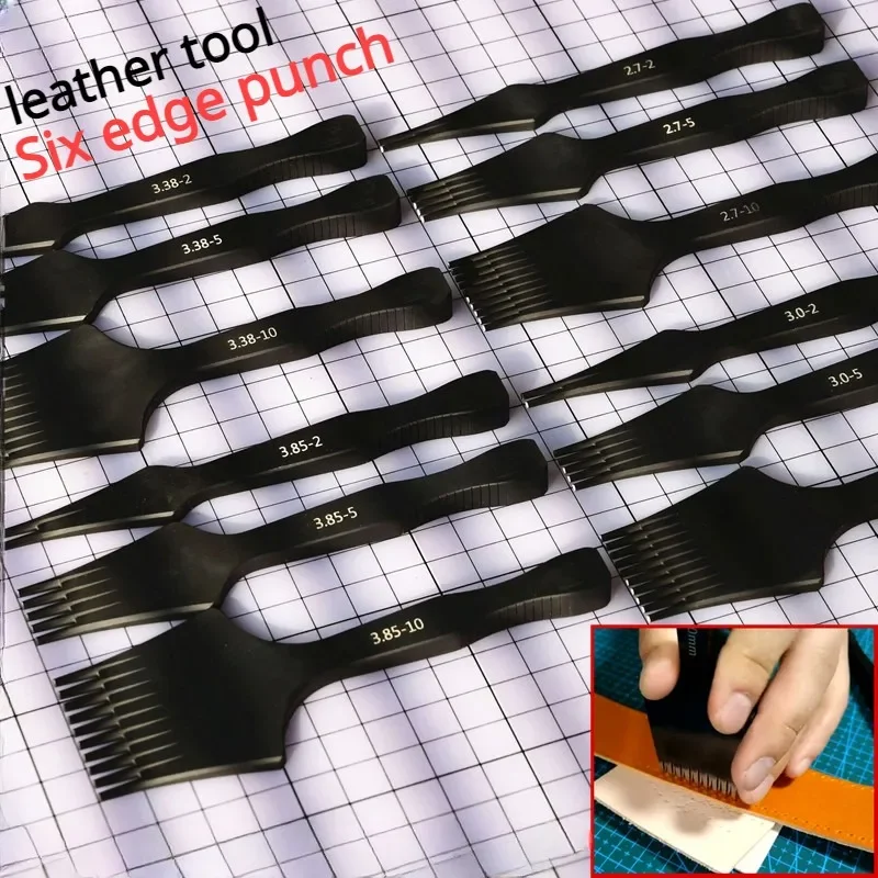 3pcs Leather Tool Fine Six Edge Punch Antioxidation Steel Cutting Hand-DIY Leatherware Wallet Clothes Hit Hole Sewing  Tool