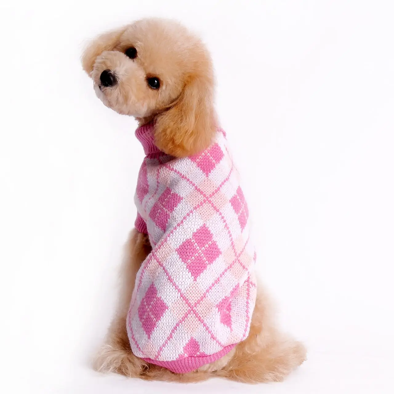 Dog Argyle Sweater Crochet Knitted for Doggie Puppy Cat Small ,Warm & Comfortable Dog Cold Weather Clothes