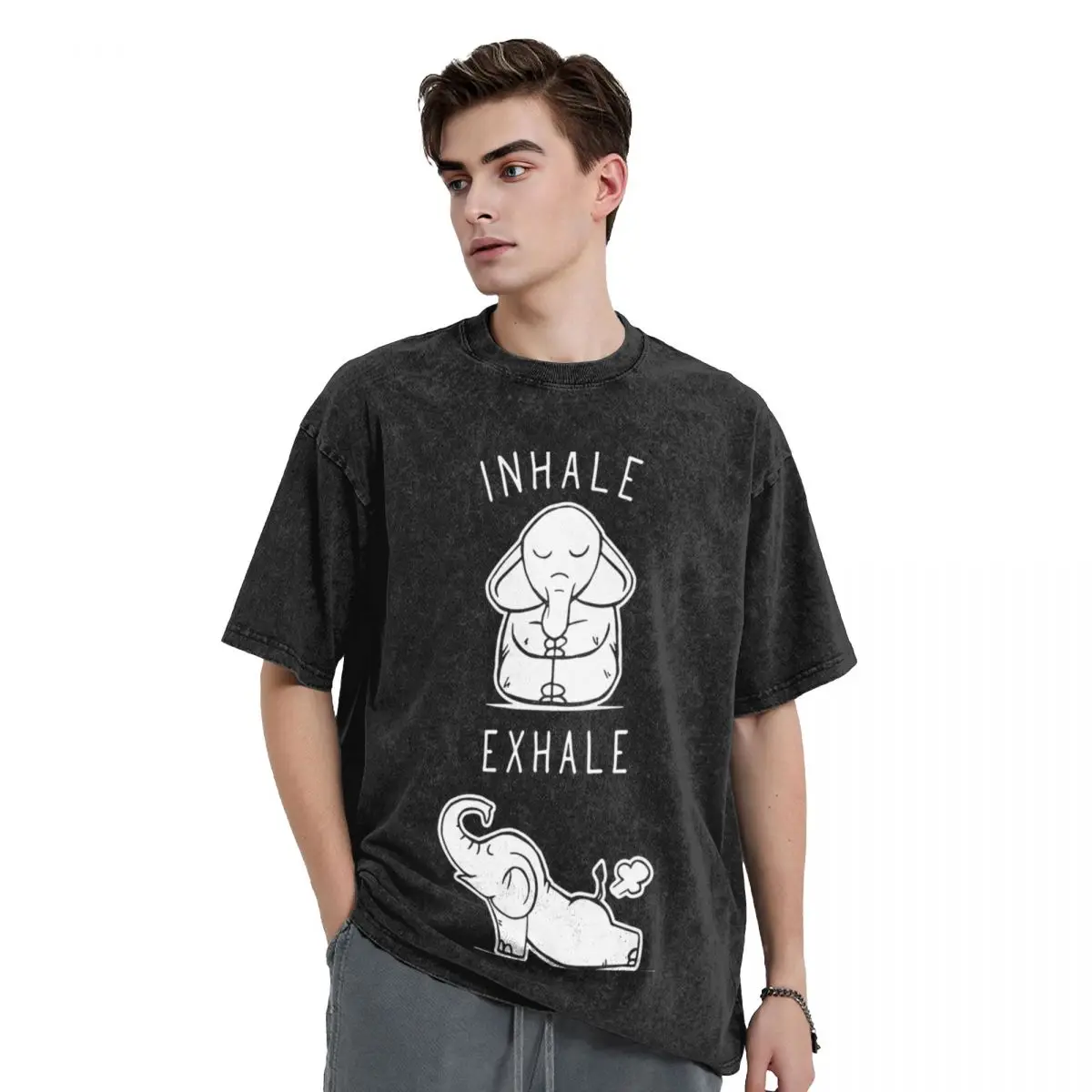 Funny Elephant Inhale Exhale Yoga T-Shirt graphic t shirts anime t shirts graphics boys animal print workout shirts for men