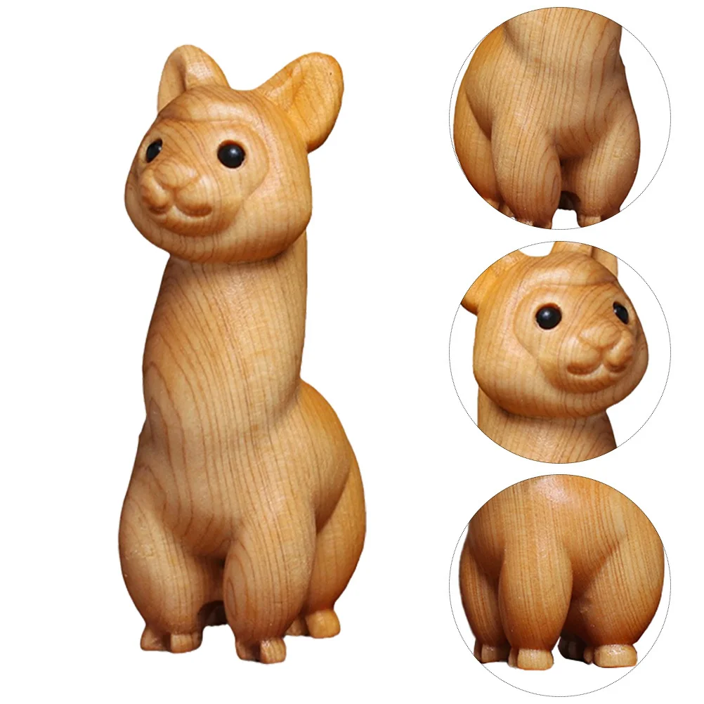 

1pcs Wooden Alpaca Figurines Cute Desktop Decor Small Animal Statue Home Decor Ornament Alpaca Decoration Wooden Animal Desktop