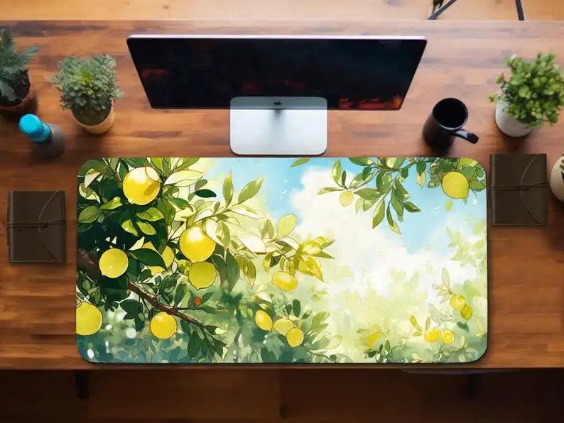 Minimalist Lemon Tree Art Deskmat,non-slip and Waterproof Deskmat,minimalist Office Decorative Mat,the Perfect Gift for A Friend
